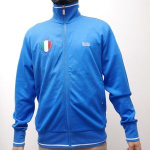 Hugo Boss Spellout Logo Italy Flag Zip Up Track Jacket - Blue - INT Size L